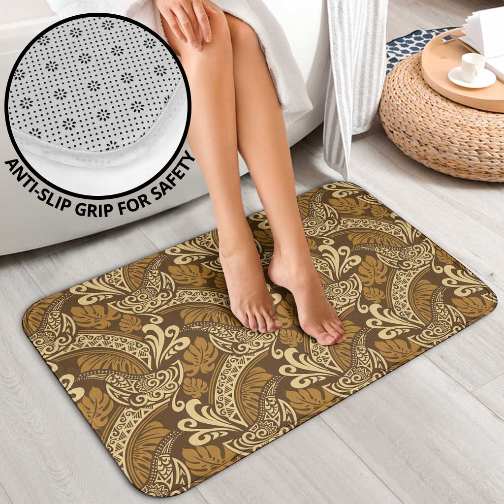 Brown Gold Monstera Bathroom Set Polynesian Tribal Pattern - Polynesian Pride