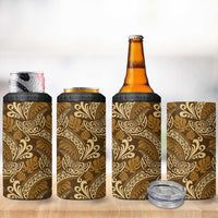Brown Gold Monstera 4 in 1 Can Cooler Tumbler Polynesian Tribal Pattern - Polynesian Pride