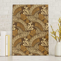 Brown Gold Monstera Canvas Wall Art Polynesian Tribal Pattern - Polynesian Pride