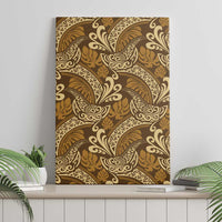 Brown Gold Monstera Canvas Wall Art Polynesian Tribal Pattern - Polynesian Pride
