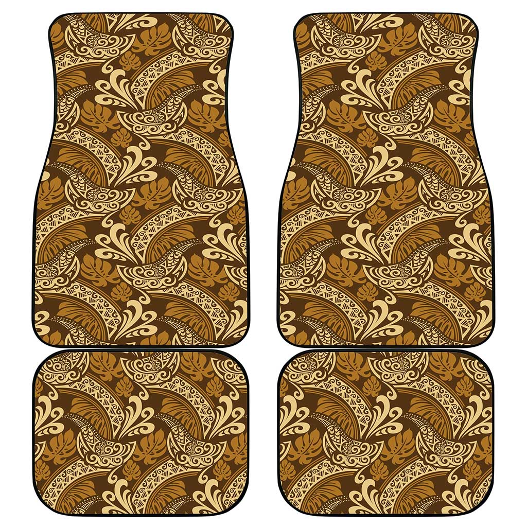 Brown Gold Monstera Car Mats Polynesian Tribal Pattern - Polynesian Pride
