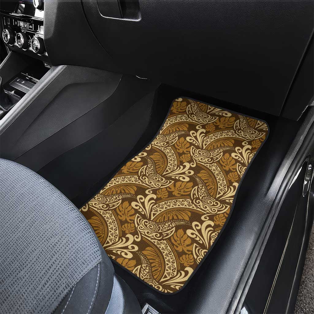 Brown Gold Monstera Car Mats Polynesian Tribal Pattern - Polynesian Pride