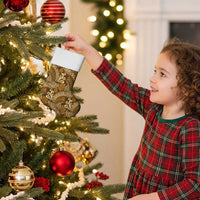 Brown Gold Monstera Christmas Stocking Polynesian Tribal Pattern - Polynesian Pride