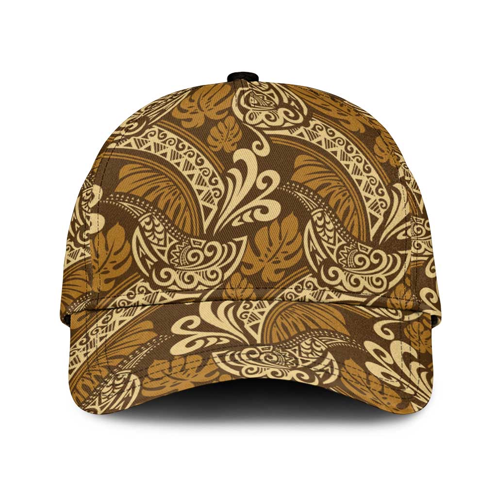 Brown Gold Monstera Classic Cap Polynesian Tribal Pattern - Polynesian Pride