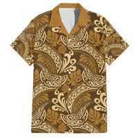 Brown Gold Monstera Family Matching Long Sleeve Bodycon Dress and Hawaiian Shirt Polynesian Tribal Pattern - Polynesian Pride