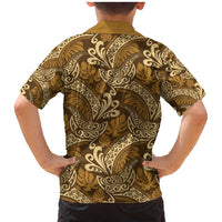 Brown Gold Monstera Family Matching Mermaid Dress and Hawaiian Shirt Polynesian Tribal Pattern - Polynesian Pride