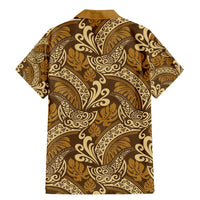 Brown Gold Monstera Family Matching Mermaid Dress and Hawaiian Shirt Polynesian Tribal Pattern - Polynesian Pride
