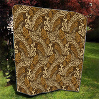 Brown Gold Monstera Quilt Polynesian Tribal Pattern - Polynesian Pride