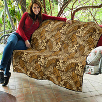Brown Gold Monstera Quilt Polynesian Tribal Pattern - Polynesian Pride