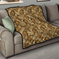 Brown Gold Monstera Quilt Polynesian Tribal Pattern - Polynesian Pride