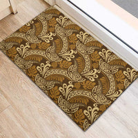 Brown Gold Monstera Rubber Doormat Polynesian Tribal Pattern - Polynesian Pride