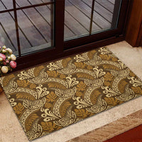 Brown Gold Monstera Rubber Doormat Polynesian Tribal Pattern - Polynesian Pride