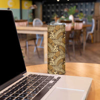 Brown Gold Monstera Skinny Tumbler Polynesian Tribal Pattern - Polynesian Pride