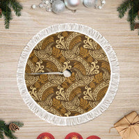 Brown Gold Monstera Tree Skirt Polynesian Tribal Pattern - Polynesian Pride