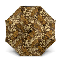 Brown Gold Monstera Umbrella Polynesian Tribal Pattern - Polynesian Pride