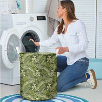 Olive Green Monstera Laundry Basket Polynesian Tribal Pattern - Polynesian Pride