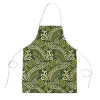 Olive Green Monstera Apron Polynesian Tribal Pattern - Polynesian Pride