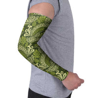 Olive Green Monstera Arm Sleeves Polynesian Tribal Pattern - Polynesian Pride