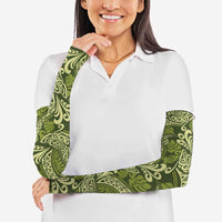 Olive Green Monstera Arm Sleeves Polynesian Tribal Pattern - Polynesian Pride