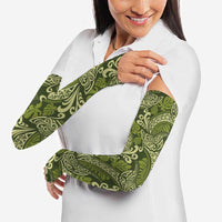 Olive Green Monstera Arm Sleeves Polynesian Tribal Pattern - Polynesian Pride