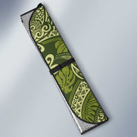 Olive Green Monstera Auto Sun Shade Polynesian Tribal Pattern - Polynesian Pride