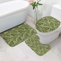 Olive Green Monstera Bathroom Set Polynesian Tribal Pattern - Polynesian Pride