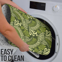 Olive Green Monstera Bathroom Set Polynesian Tribal Pattern - Polynesian Pride