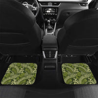 Olive Green Monstera Car Mats Polynesian Tribal Pattern - Polynesian Pride