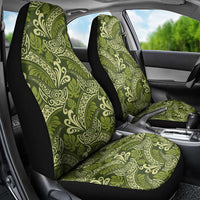 Olive Green Monstera Car Seat Cover Polynesian Tribal Pattern - Polynesian Pride