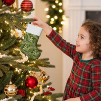 Olive Green Monstera Christmas Stocking Polynesian Tribal Pattern - Polynesian Pride