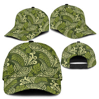 Olive Green Monstera Classic Cap Polynesian Tribal Pattern - Polynesian Pride