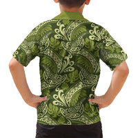 Olive Green Monstera Family Matching Long Sleeve Bodycon Dress and Hawaiian Shirt Polynesian Tribal Pattern - Polynesian Pride
