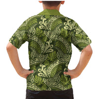 Olive Green Monstera Family Matching Mermaid Dress and Hawaiian Shirt Polynesian Tribal Pattern - Polynesian Pride