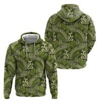 Olive Green Monstera Hoodie Polynesian Tribal Pattern - Polynesian Pride