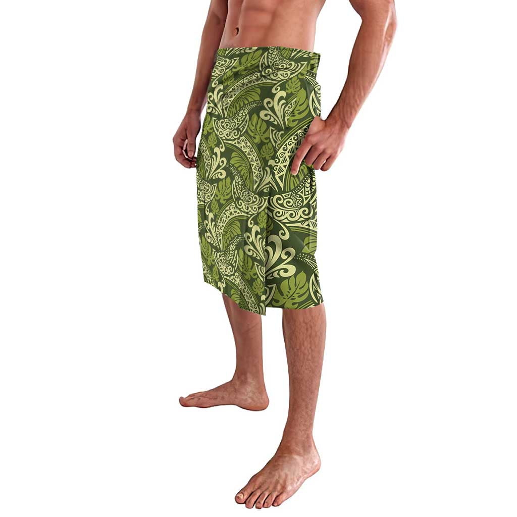 Olive Green Monstera Lavalava Polynesian Tribal Pattern - Polynesian Pride