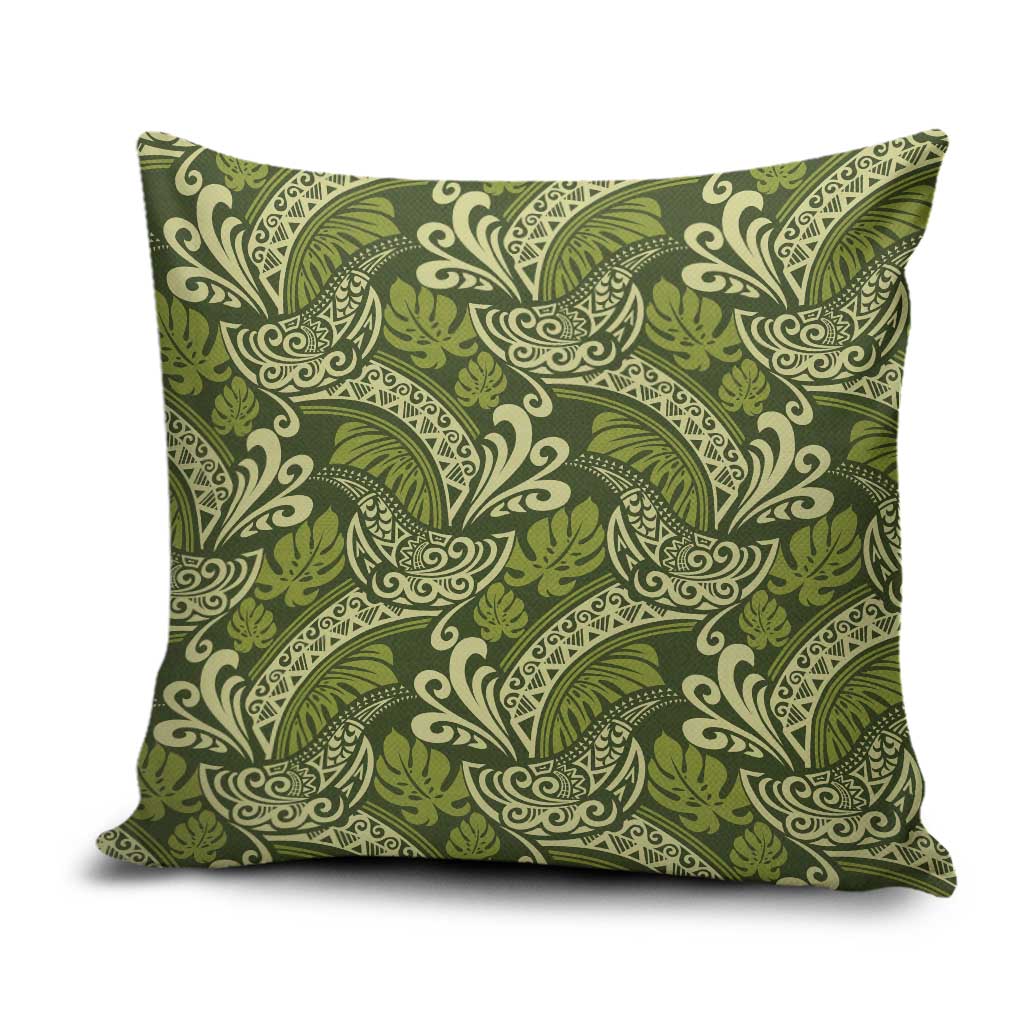 Olive Green Monstera Pillow Cover Polynesian Tribal Pattern LT01 Green - Polynesian Pride