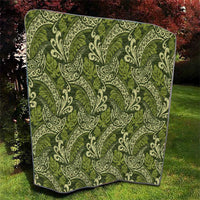 Olive Green Monstera Quilt Polynesian Tribal Pattern - Polynesian Pride