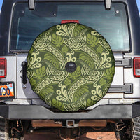 Olive Green Monstera Spare Tire Cover Polynesian Tribal Pattern - Polynesian Pride