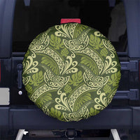 Olive Green Monstera Spare Tire Cover Polynesian Tribal Pattern - Polynesian Pride