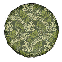 Olive Green Monstera Spare Tire Cover Polynesian Tribal Pattern - Polynesian Pride