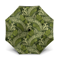 Olive Green Monstera Umbrella Polynesian Tribal Pattern - Polynesian Pride