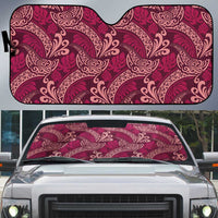 Sweet Pink Monstera Auto Sun Shade Polynesian Tribal Pattern - Polynesian Pride