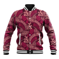 Sweet Pink Monstera Baseball Jacket Polynesian Tribal Pattern - Polynesian Pride
