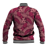 Sweet Pink Monstera Baseball Jacket Polynesian Tribal Pattern - Polynesian Pride