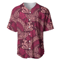 Sweet Pink Monstera Baseball Jersey Polynesian Tribal Pattern - Polynesian Pride