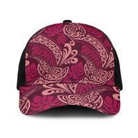 Sweet Pink Monstera Baseball Net Cap Polynesian Tribal Pattern - Polynesian Pride