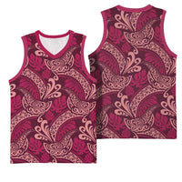 Sweet Pink Monstera Basketball Jersey Polynesian Tribal Pattern - Polynesian Pride