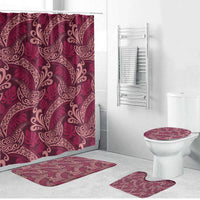 Sweet Pink Monstera Bathroom Set Polynesian Tribal Pattern - Polynesian Pride