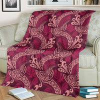 Sweet Pink Monstera Blanket Polynesian Tribal Pattern - Polynesian Pride