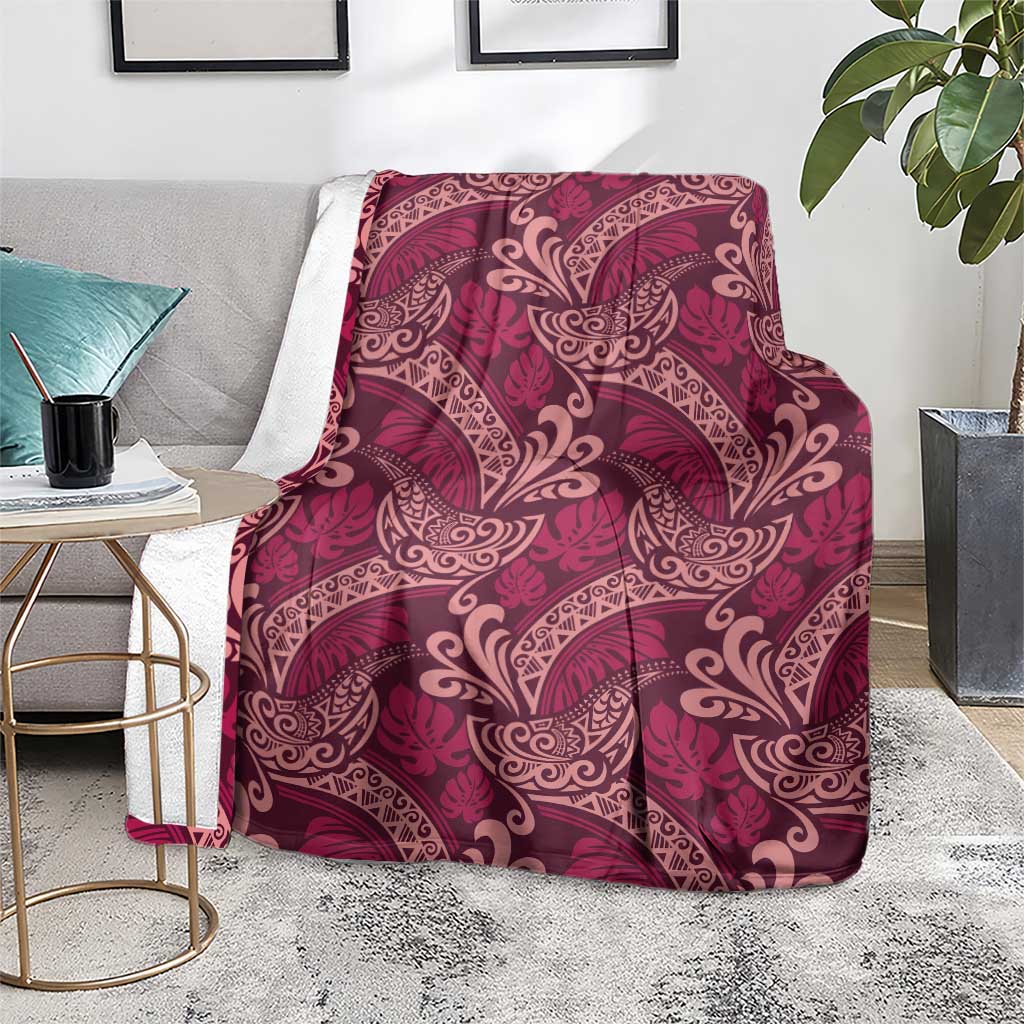 Sweet Pink Monstera Blanket Polynesian Tribal Pattern - Polynesian Pride